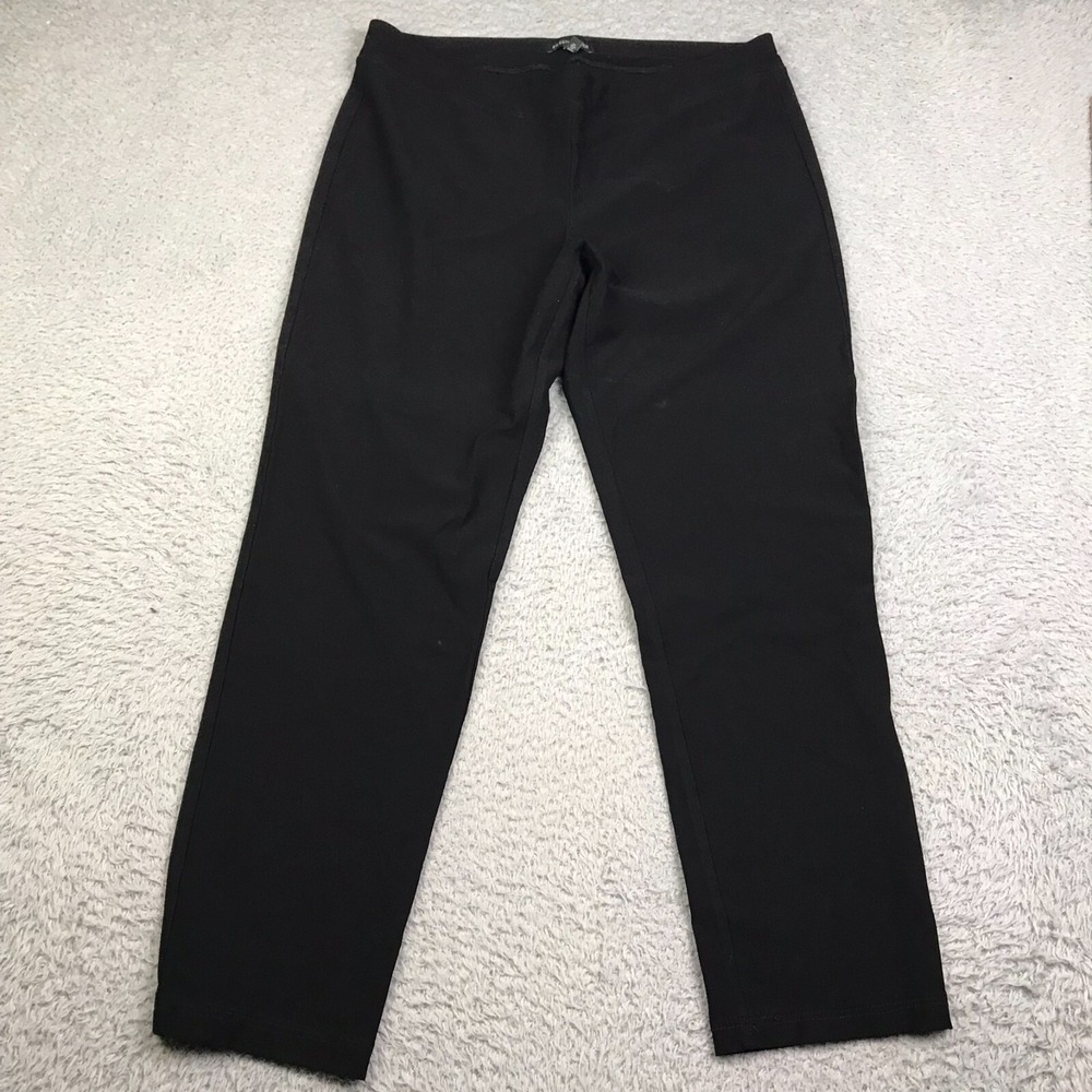 Eileen Fisher Pants Womens M Black Pull On Viscose Stretch Blend Slacks